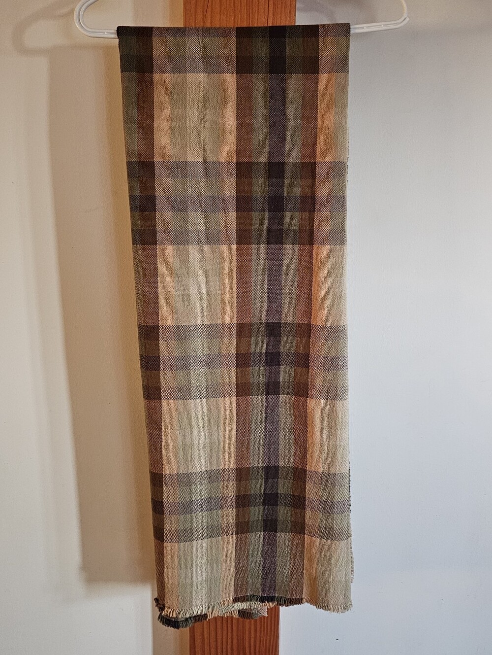 Fall Plaid Cotton-Blend Tablecloth in Brown and Purple